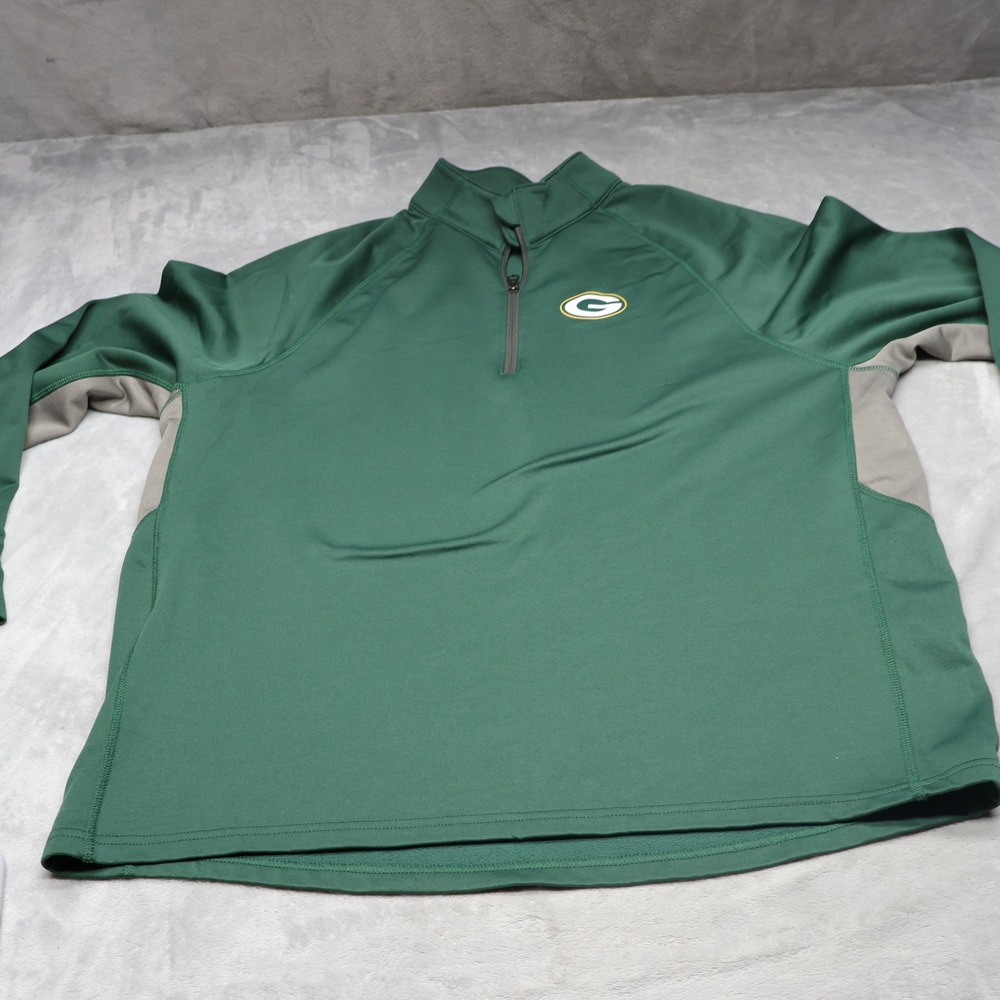 Green Bay‎ Packers Sweatshirt Mens XL OTS Green Fleece 1/4 Zip Fleece Pullover